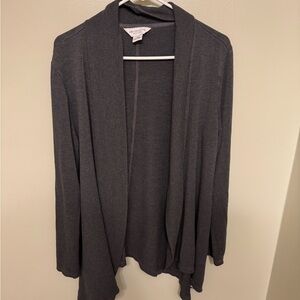 Liz Claiborne Gray Open-Front Cardigan Sweater